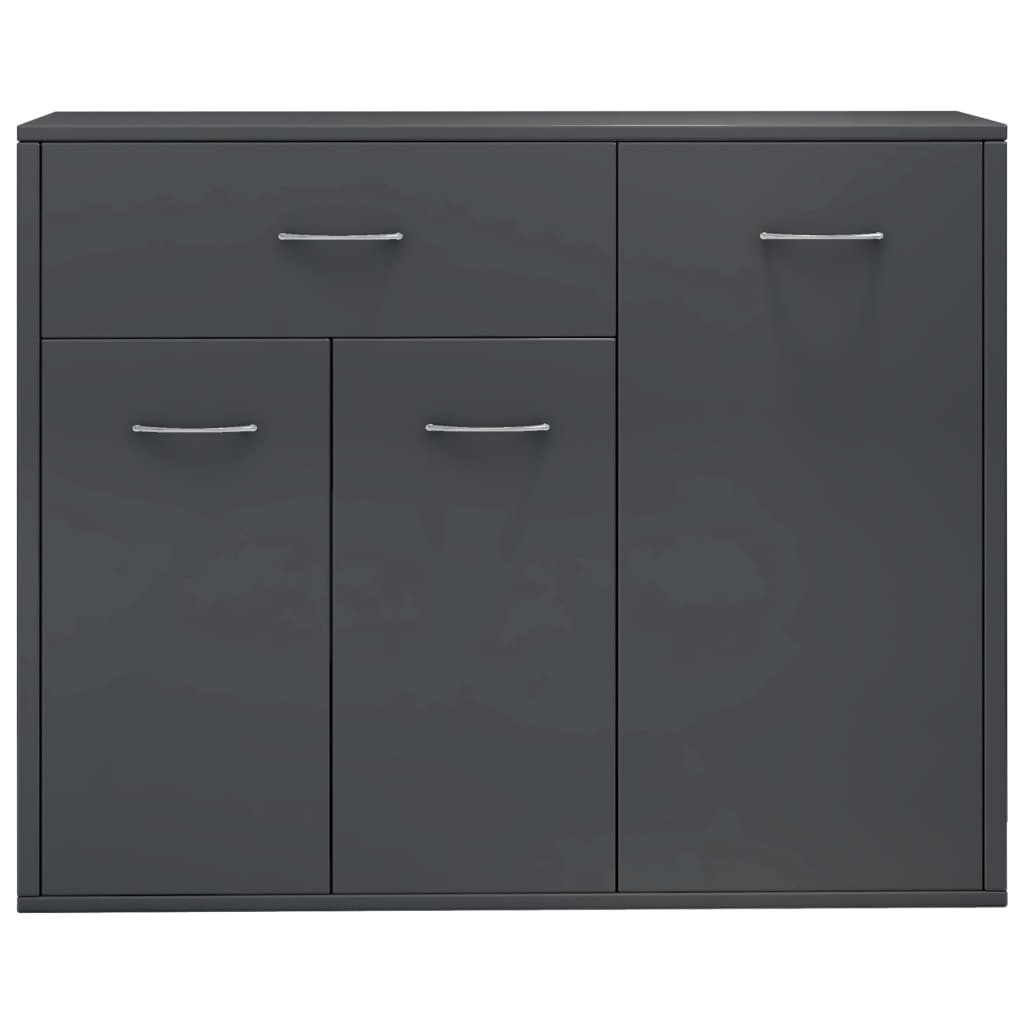 Sideboard High Gloss Grey 88x30x70 cm Chipboard
